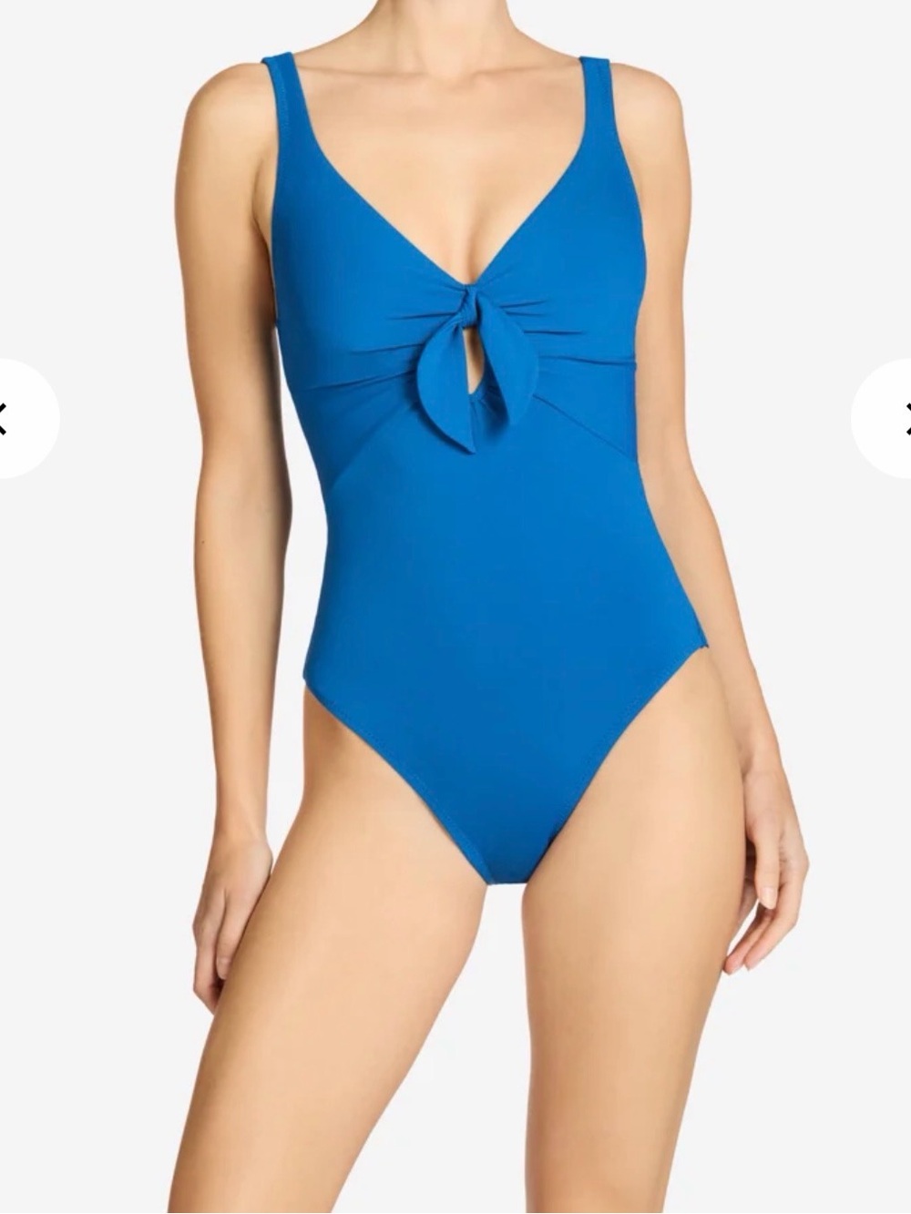 Robin Piccone Bold Blue Knot-Front One-Piece Swimsuit